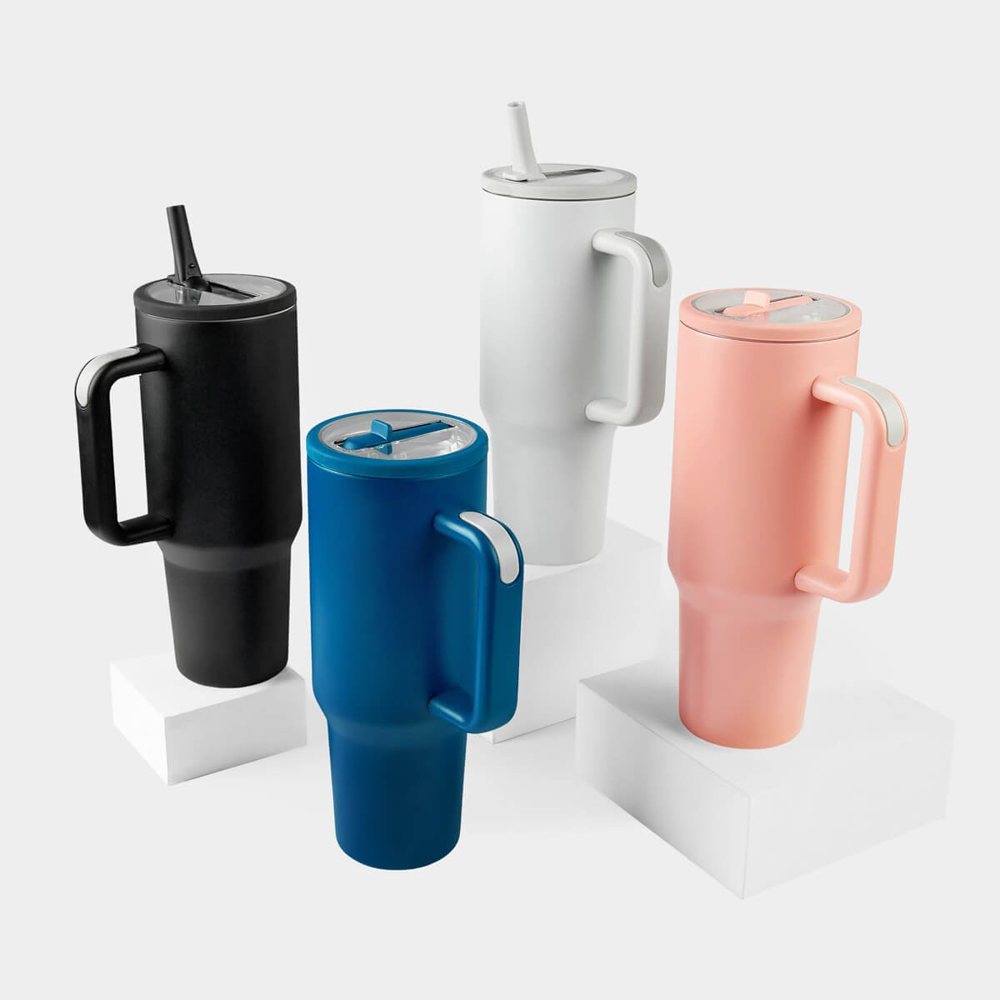 Vasos térmicos con asa y pitillo